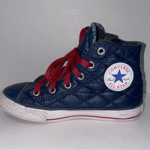 Converse Youth Size 13 Chuck Taylor All Star High Top Navy Blue Quilted Zipper - Picture 1 of 9